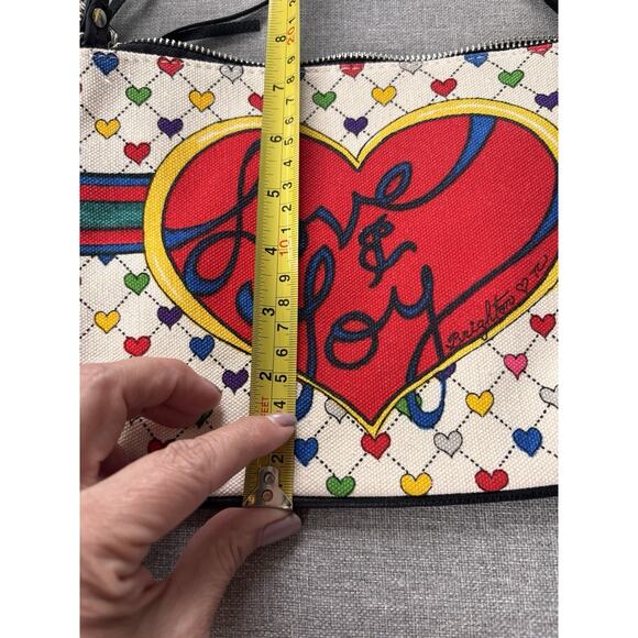 NWOT Brighton Canvas Love & joy Heart Crossbody Bag Purse Wristlet Canvas - Picture 3 of 6